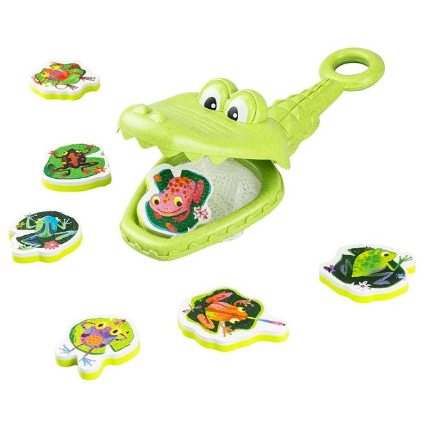 Tiger Tribe: Croc Chasey - Catch A Frog - Fun Bath Time Toy, Snap-Scoop-Catch Frogs, Open & Close Mouth, ECO Bio-Plastic, Toddlers & Kids Ages 2+