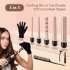 Erokicysh Wand Curling Iron 5 in 1 Hair Curling Wand Set Instant Heat Up 5 Interchangeable Ceramic Hair Wand Curling Iron Beach Waver Long Hair Curlers Iron 0.35-1.25 Inch Short Hair Crimper Women