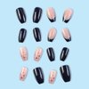 Foccna Coffin False Press on Nails Black Acrylic Fake Nails for Girl Full Cover Wear Finger Glossy Nail Bling Design Art Tips for Women and Girls 24 pcs