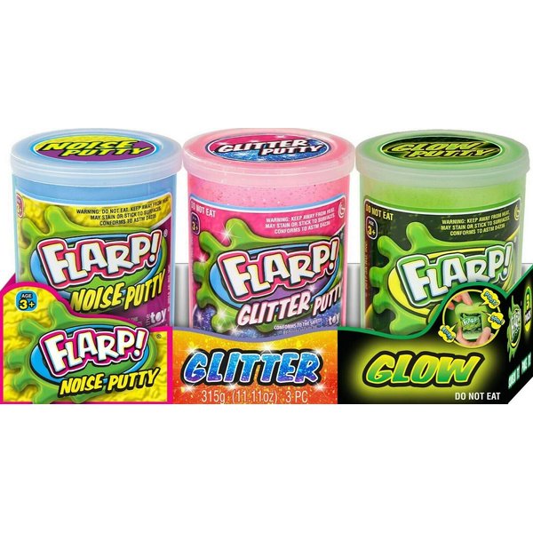 JA-RU Flarp Noise Putty 3 Set Tray Variety Pack (1 Pack) Glow in The Dark Putty, Glitter Putty & Original Noise Putty Slime, All Scented. Fidget Toy Stress Toy Party Favor Toys for Kids. 338-1p