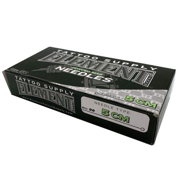 ELEMENT TATTOO SUPPLY - Tattoo Needles - Long Bar - Curved Mag - Magnum - Box of 50 - Long Taper - Box of 50 Pins 5CM