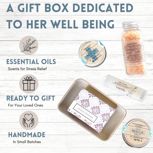 REST & RESTORE | Pamper Gift Basket For Women | Essential Oils, Lavender, Bath Salts, Bar Soap, Chapstick and more| Christmas Gift | Bath Set