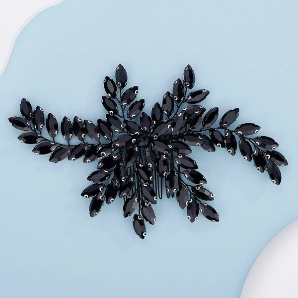 Rumtock Black Rhinestones Hair Comb Women Girls Handmade Headpiece Hair Styling Jewelry