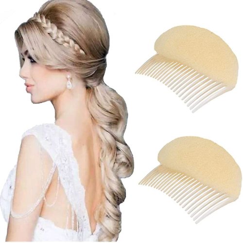 ericotry 2PCS Charming Bump It Up Volume Inserts Hair Decoration Comb Sponge Foam Do Beehive hair styler Insert Tool Hair Comb Hair Stick Bun Maker Tool(Beige)