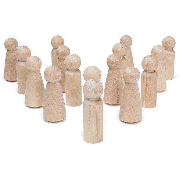 Wooden Peg Dolls 3-½” 10 Mom & 10 Dad Set Unfinished Birch Wooden Figures for People Crafts & Wedding Cake Toppers by Woodpeckers