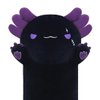 Yeqivo Long Axolotl Stuffed Animals, Soft Long Axolotl Plush Pillow Cute Axolotl Plush Body Pillow Gifts for Kids Girlfriend(Black&Purple,70cm)