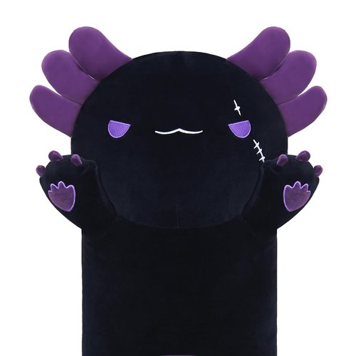 Yeqivo Long Axolotl Stuffed Animals, Soft Long Axolotl Plush Pillow Cute Axolotl Plush Body Pillow Gifts for Kids Girlfriend(Black&Purple,70cm)