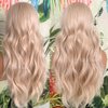 QD-Tizer Blonde Color Synthetic Lace Front Wigs Long Wavy Hair Wigs for Women Loose Curly Mixed ash Blonde Glueless Wigs Pre Plucked Heat Resistant Body Wave Synthetic Hair