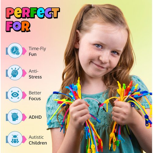 UpBrands 24 Easter Eggs Fillers Zipper Bracelets 6.5 Inches Sensory Toys Bulk Set, Kit for Birthday Party Favors for Kids, Goodie Bags, Class Valentines Gifts For Kids & Students Incentives