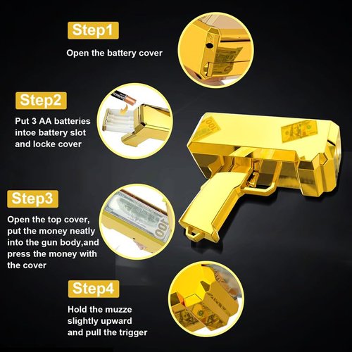 Money Gun Shooter—Gusil Cash Cannon Bills Gun Make It Rain Toy Gun,Handheld Spary Cash Gun for Game Movies Party Supplies