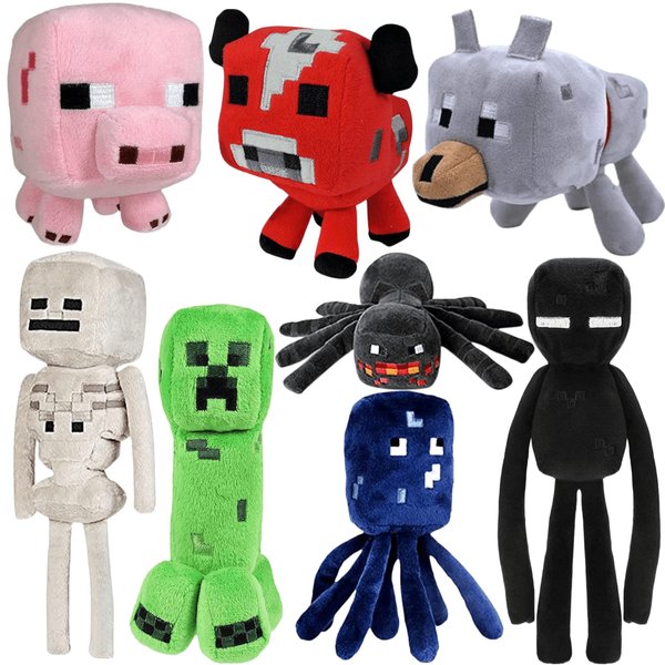 Song Voice 8-Pack Game Plush (2024 New Suit) Creeper Plush, Enderman Plush, Baby Wolf, Baby Pig, Spider, Baby Mooshroom, Skeleton Shooter, Squid Stuffed Animals Toys，Great Gift for Children and Fans.