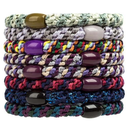 WILDREEDS 8Pcs Hair Ties for Thick Hair, Hair Tie Bracelet Ponytail Holders, Exceptionally Secure with Gentle Hold Hair Ties for Girls and Women Hair Accessories, Mixed Color 5