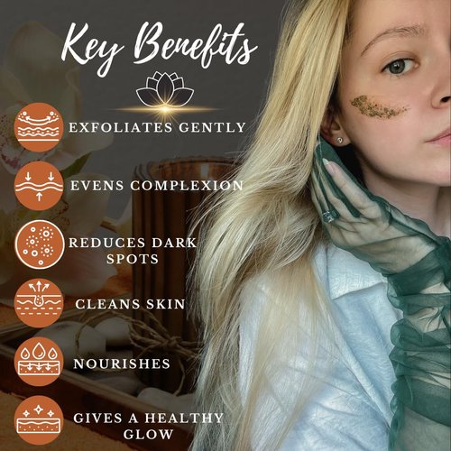 Angel Care Brightening Vitamin C Exfoliating Face Scrub | Organic Natural Facial Scrub for Sensitive Skin | Smoothing Gentle Ubtan Powder with Sea Mud, Linden and Kaolin Clay