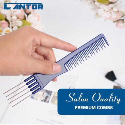 Lift Teasing Wide Tooth Comb – 6 Pack Chemical and Heat Resistant Detangler Comb – Anti Static Comb For All Hair Types – Durable and Lightweight - By Cantor