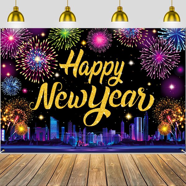 New Years Decorations, Happy New Year Backdrop Banner,New Years Eve Party Supplies 2025, NYE Decorations 2025, 2025 Party Decorations Supplies, New Year Party Decorations, Friendsmas Party Decorations