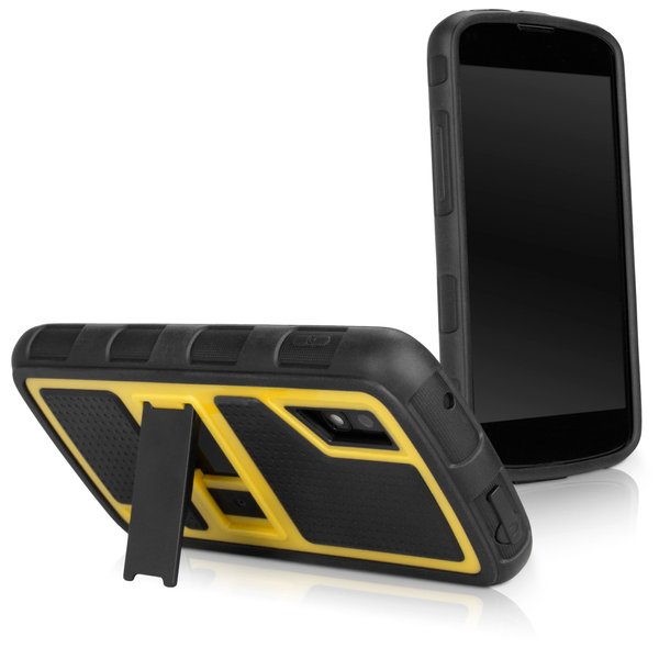 GadgetGush ArmorVault LG Nexus 4 Case - Ultra Durable Multi-Layer Case with Foldaway Stand for Extreme LG Nexus 4 Protection - LG Nexus 4 Cases and Covers (Yellow)