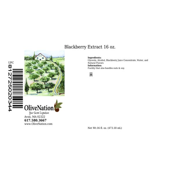 OliveNation Blackberry Flavor Extract, Add or Boost Taste of Fresh Blackberries in Baked Goods, Beverages, Sauces, Non-GMO, Gluten Free, Kosher, Vegan - 16 ounces