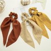 Black Yellow Scarf Scrunchies for Hair Ribbon Ties Bow Scrunchies with tail, Stripe Plaid Elastic Hair Scarf Black Hair Ties Bands Long Ponytail Scrunchies for Women (black yellow)