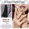 GLAMERMAID Press on Nails Medium Square, Black White Checkerboard Glue on Gel Nails with Heart Design, 24Pcs Short Square Reusable UV Finish Fake Nails Acrylic False Nails Manicure Kits for Women Gift