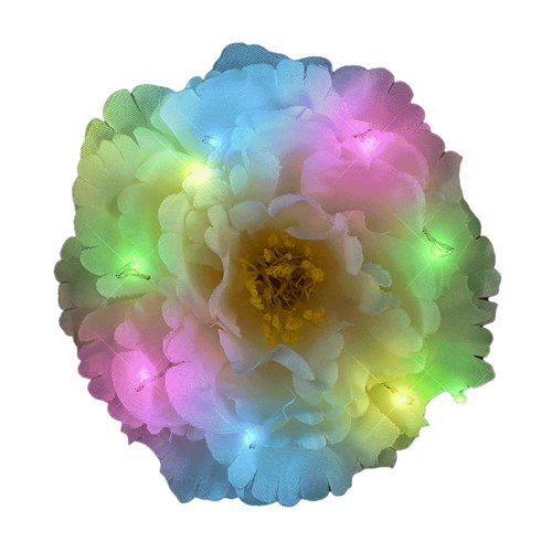 Green on Blue on Pink on White LED Flower Hair Clip for Festive Fashionistas