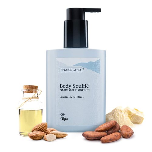 Spa Of Iceland Luxurious Body Souffle Natural Moisturizer - Nutritious Body Cream For Men & Women - Moisturizing Lotion For Dry Skin With Shea Butter, Coconut Oil, Almond Oil & Cacao Butter - 300ml