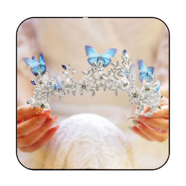 Kilshye Butterfly Wedding Tiaras and Crowns Silver Rhinestone Bridal Headband Bride Flower Princess Headpiece Tiara for Women