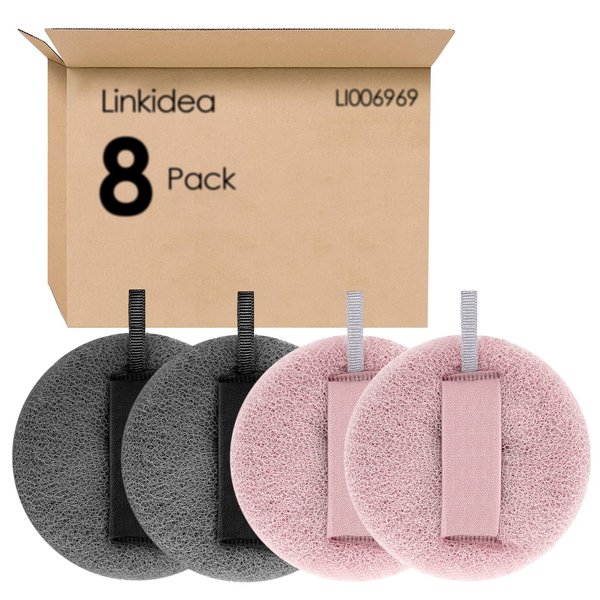 Linkidea 8 Pack Bath Pouf Loofahs Bulk Pack, Wholesale Multi-Pack Shower Sponge Pouf Body Scrubbers, Exfoliating Mesh Brush Shower Ball for Children Adult