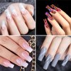 240 Pcs Extra Long C Curve Nail Tips - XXL Clear Fake Straight Square Shape Half Cover Acrylic False Nails with Box for Salons Nail Art,12 Sizes