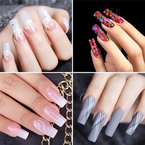 240 Pcs Extra Long C Curve Nail Tips - XXL Clear Fake Straight Square Shape Half Cover Acrylic False Nails with Box for Salons Nail Art,12 Sizes