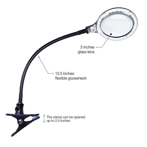 Brightech LightView Flex Magnifying Desk Lamp, 1.75X Light Magnifier, Adjustable Magnifying Glass with Light for Crafts, Reading, Close Work