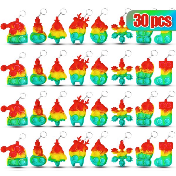30PCS Christmas Party Favors for Kids,Fidget Toys Bulk Its Birthday Party Favors for Kids Toddlers Adult, Small Classroom Prizes Box Fidgets Toys for Kids, Goodie Bag Stuffers, Treasure Chest