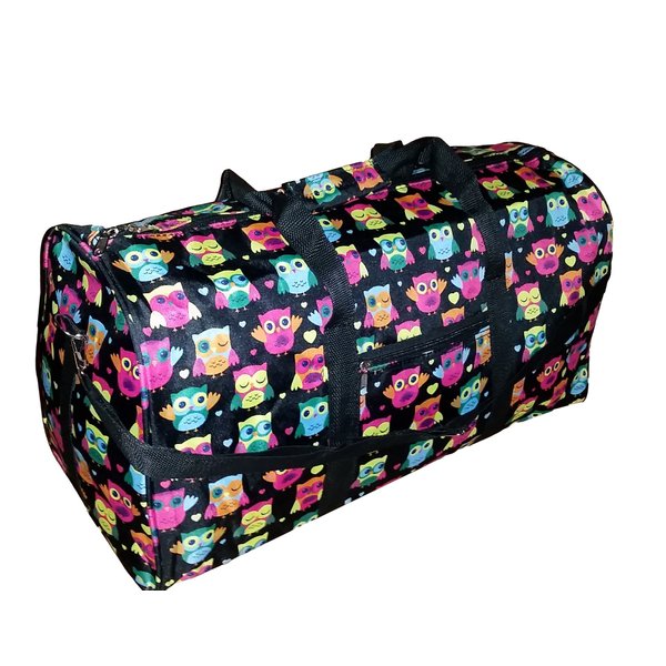 21 in Print Duffle, Overnight, Carry on Bag with Outside Pocket and Shoulder Strap (Solid Owls)