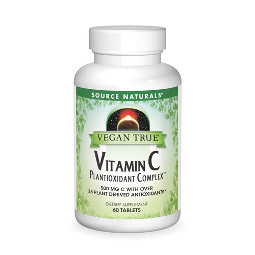 Source Naturals Vegan True Vitamin C Plantioxidant Complex, 500mg Vitamin C with Over 25 Plant Derived Antioxidants* - 60 Tablets