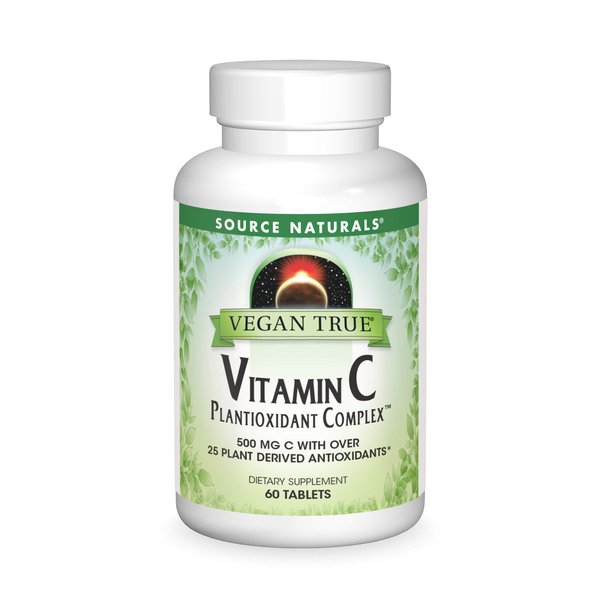 Source Naturals Vegan True Vitamin C Plantioxidant Complex, 500mg Vitamin C with Over 25 Plant Derived Antioxidants* - 60 Tablets