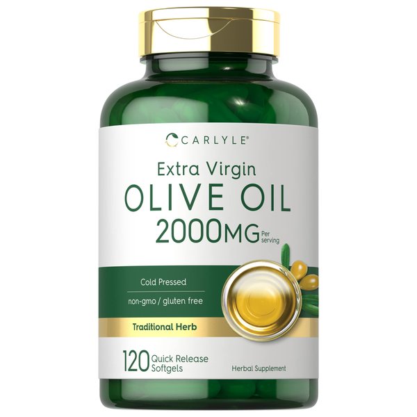 Carlyle Olive Oil Supplement 2000mg | 120 Softgels | Cold Pressed Extra Virgin Olive Oil | Non-GMO, Gluten Free