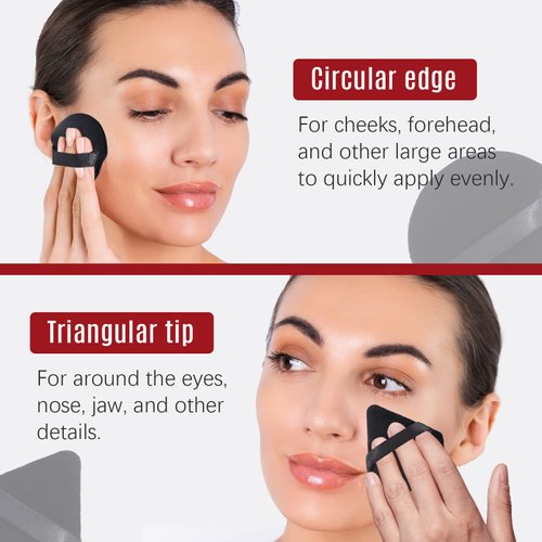 Foonbe Triangle Makeup Sponge for Face Powder, Soft Plush Triangle Makeup Sponge Beauty Gift Set, Reusable Velour Cosmetic Foundation Blender for Loose Powder and Contouring, Beauty Tool (6 Pcs)