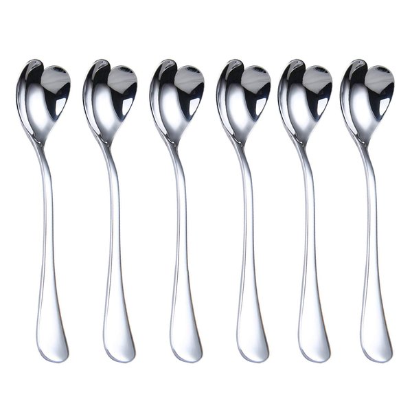 Mini Coffee Spoons, Demitasse Spoons, heart shaped spoons, 4.9-inch18/10 Stainless Steel Spoons Set Espresso Spoons, set of 6