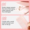Jurrissa Portable Hair Comb with Mirror for Women%Girl-Compact Mirror with Hair Comb for Purse,Travel Pocket Comb with Mirror-Small Pocket Mirror&Mini Comb,Folding Hair Brush with Mirror(Pink)