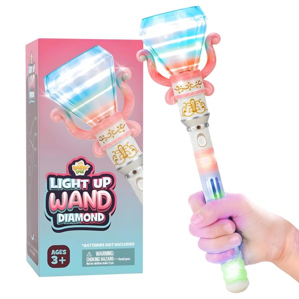 IPIDIPI TOYS Light Up Spinning Diamond Wand, Rotating Magic Princess Toy, Sensory Pretend Play for Kids Girls and Boys, Christmas Stocking Stuffers