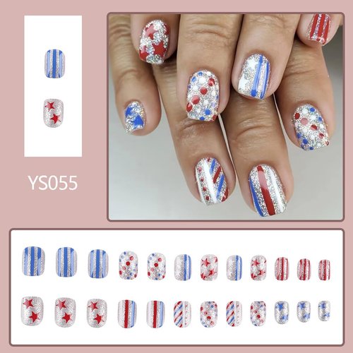 24Pcs Pink Flower Press on Nails Short Square Fake Nail Pink White French Tip Full Cover Glue on Nails Spring Summer White Flower False Nails Glossy Acrylic Nails for Women Girls Manicure Decoration