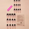 ANDGING French Tip Press on Nails Long Coffin Black Fake Nails with Design Glue on Nails for Women Acrylic False Nails Full Cover Stick on Nails Reusable Manicure Press on Nail for Wedding 24Pcs B82