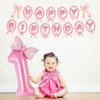 Pink Bow 1st Birthday Party Decorations, Baby Girl Party Supplies First Birthday Includes Banner,Tablecloth,Cake Cupcake Toppers,Number 1 Bow Balloon,Latex Balloons for Baby Shower One Year Old Party