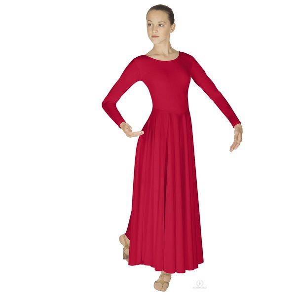 Eurotard Womens 13524 Long Sleeve Worship Praise Liturgical Full Dance Dress (Red, 3X)