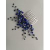 Kercisbeauty Handmade Boho Wedding Hair Comb with Navy Blue Crystal Beads for Brides Bridal Silver Headpiece Prom Hair Accessories