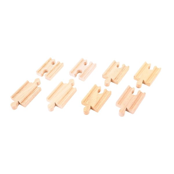 Bigjigs Rail Mini Track, Pack of 8 - Compatible with Major Wooden Rail Brands