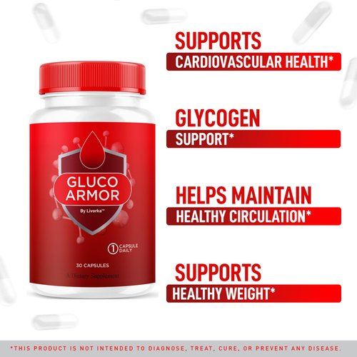 (3 Pack) Gluco Armor Capsules - Official GlucoArmor Pills, Gluco Armor Supplement Advanced Premium Formula for Healthy Circulation, All Natural Support GlucoArmour, 90 Capsules for 3 Months