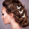 12 Pieces Butterfly Hair Pin Butterfly Hair Clips Crystal Pearl Hair Clips Bridal Wedding Hair Pins Bride Headwear Hair Accessories for Women Girls (Charming Style)
