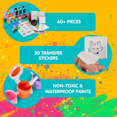 JOYIN 24 Magnetic Mini Tiles Art Kit, Creativity DIY Paint, Arts and Crafts for Kids, DIY Supplies for Party Favors, Family Activity, Birthday Present, Toys Gifts for Boys and Girls Ages 4-12