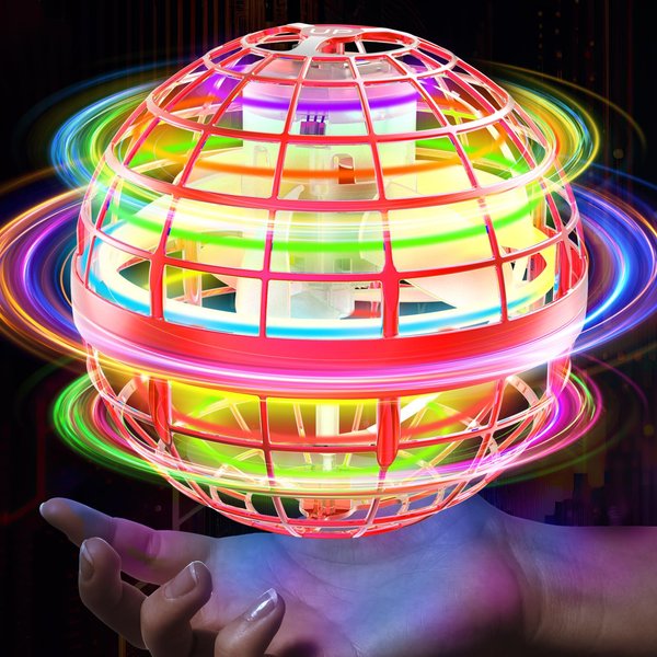Flying Orb Ball 2024 Galaxy Cosmic Globe UFO Boomerang Hover Ball Galatic Fidget Spinner Mini Drone Cool Toys Birthday Gift Ideas for 6 7 8 9 10+ Year Old Boys Girls Teens Indoor Outdoor(Red)