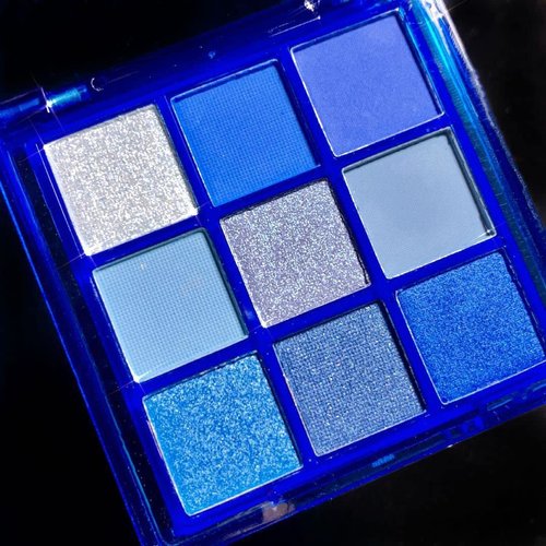 paminify 9 Colors Blue Eyeshadow Palette Pressed Pigment Glitter Eye Shadow Pallete Matte Shimmer Makeup Powder Long Lasting,Blue